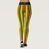 Rood Geel Groen Rasta Gestreepte Leggings (Achterkant)