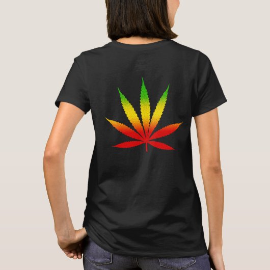 Rood Geel & Groen Rasta Leaf Jamaicaanse Jamaica T-shirt (Achterkant)