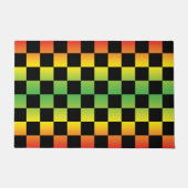 Rood Geel Groen Rasta Ombre Checkerboard Deurmat (Voorkant)