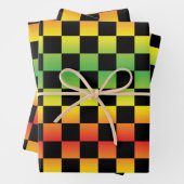 Rood Geel Groen Rasta Ombre Checkerboard Inpakpapier Vel (In situ)