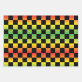 Rood Geel Groen Rasta Ombre Checkerboard Inpakpapier Vel (Voorkant)