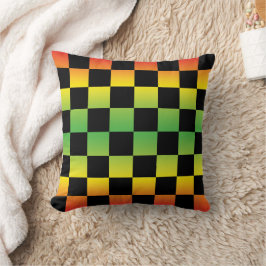 Rood Geel Groen Rasta Ombre Checkerboard Kussen