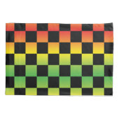 Rood Geel Groen Rasta Ombre Checkerboard Kussensloop (Achterkant)