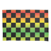 Rood Geel Groen Rasta Ombre Checkerboard Kussensloop (Voorkant)