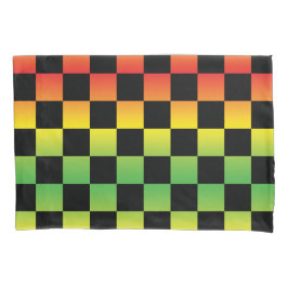 Rood Geel Groen Rasta Ombre Checkerboard Kussensloop