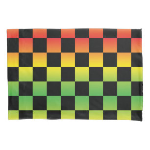 Rood Geel Groen Rasta Ombre Checkerboard Kussensloop