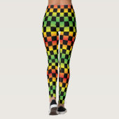 Rood Geel Groen Rasta Ombre Checkerboard Leggings (Achterkant)