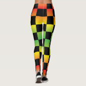 Rood Geel Groen Rasta Ombre Checkerboard Leggings (Achterkant)