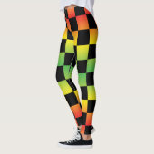 Rood Geel Groen Rasta Ombre Checkerboard Leggings (Links)