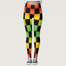 Rood Geel Groen Rasta Ombre Checkerboard Leggings
