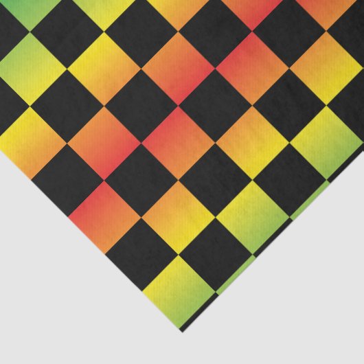 Rood Geel Groen Rasta Ombre Checkerboard Tissuepapier (Detail)