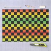 Rood Geel Groen Rasta Ombre Checkerboard Tissuepapier (Craft)