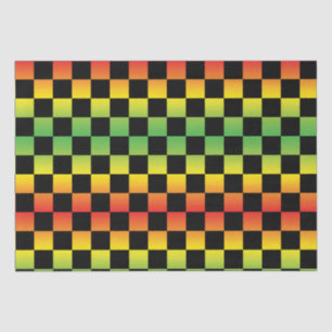Rood Geel Groen Rasta Ombre Checkerboard Tissuepapier