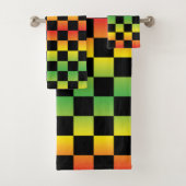 Rood Geel Groen Rasta Ombre Geruit Bad Handdoek (Insitu)
