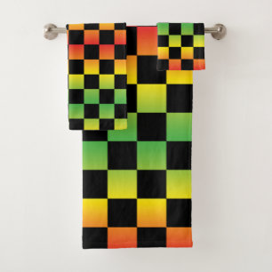 Rood Geel Groen Rasta Ombre Geruit Bad Handdoek
