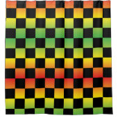 Rood Geel Groen Rasta Ombre Geruit Douchegordijn (Voorkant)