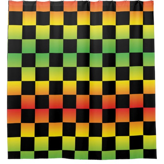 Rood Geel Groen Rasta Ombre Geruit Douchegordijn (Voorkant)