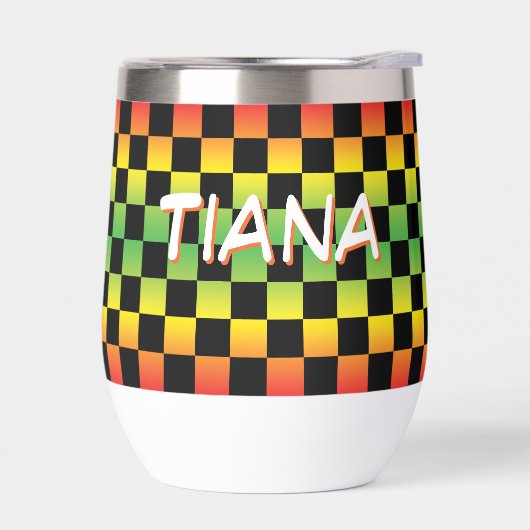 Rood geel groen Rasta ombre geruit monogram (Links)