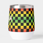 Rood geel groen Rasta ombre geruit monogram (Achterkant)