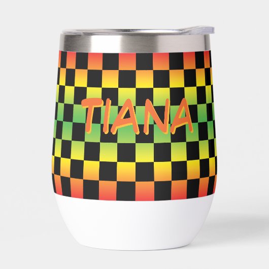 Rood geel groen Rasta ombre geruit monogram (Links)