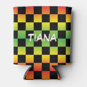 Rood geel groen Rasta ombre geruit monogram Blikjeskoeler (Voorkant)