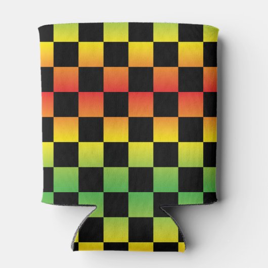 Rood geel groen Rasta ombre geruit monogram Blikjeskoeler (Achterkant)