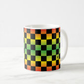 Rood geel groen Rasta ombre geruit monogram Koffiemok (Voorkant rechts)
