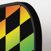 Rood geel groen Rasta ombre geruit monogram Pickleball Paddle (Links Detail)