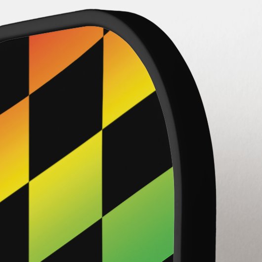 Rood geel groen Rasta ombre geruit monogram Pickleball Paddle (Links Detail)