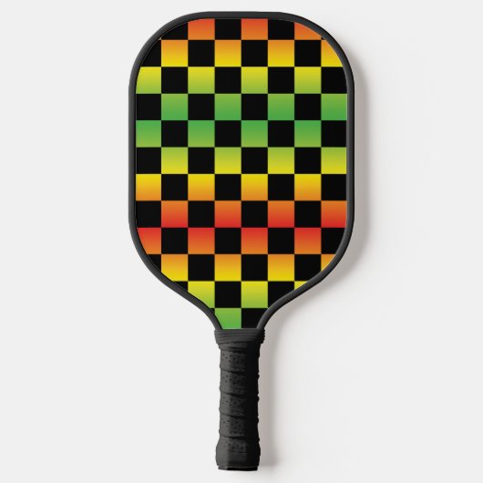 Rood geel groen Rasta ombre geruit monogram Pickleball Paddle (Achterkant)