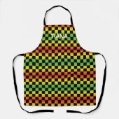 Rood geel groen Rasta ombre geruit monogram Schort (Voorkant)