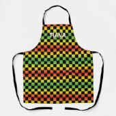 Rood geel groen Rasta ombre geruit monogram Schort (Voorkant)