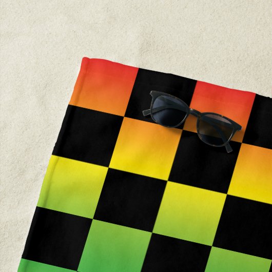 Rood Geel Groen Rasta Ombre Geruit Strandlaken (In situ)