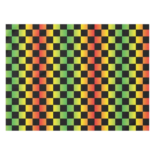 Rood Geel Groen Rasta Ombre Geruit Tafelkleed (Voorkant (Horizontaal))