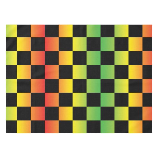 Rood Geel Groen Rasta Ombre Geruit Tafelkleed (Voorkant (Horizontaal))