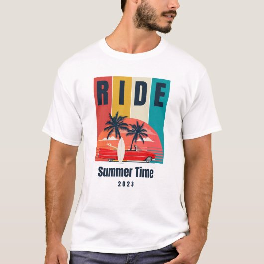 Rood Geel Groen Retro Zomertijd T-shirt (Voorkant)