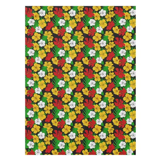 Rood Geel Groen Tropische Hibiscus Bloemen Tafelkleed (Voorkant)