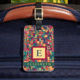  Rood Geel Groen Vormen Geometrisch Bagagelabel