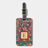  Rood Geel Groen Vormen Geometrisch Bagagelabel (Voorkant verticaal)