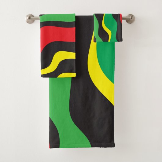 Rood Geel Groen Zwart Rasta Golf Bad Handdoek (Insitu)