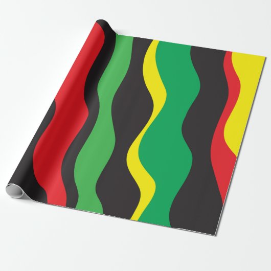 Rood Geel Groen Zwart Rasta Golf Cadeaupapier (Uitgerold)