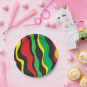 Rood Geel Groen Zwart Rasta Wave Party Papieren Bordje (Feest)