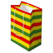 Rood Geel Groene Strepen Ontwerp Medium Cadeauzakje (Voorkant Gekanteld)