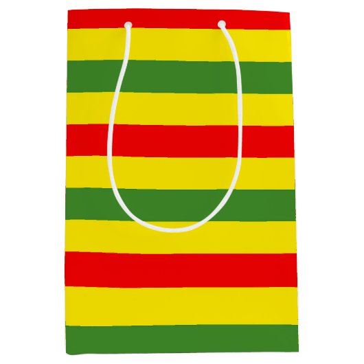 Rood Geel Groene Strepen Ontwerp Medium Cadeauzakje (Voorkant)