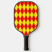 Rood Geel Harlekijn Geruit Design Pickleball Paddle (Voorkant)