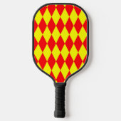 Rood Geel Harlekijn Geruit Design Pickleball Paddle (Achterkant)