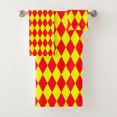 Rood Geel Harlekijn Geruit Ontwerp Bad Handdoek (Insitu)