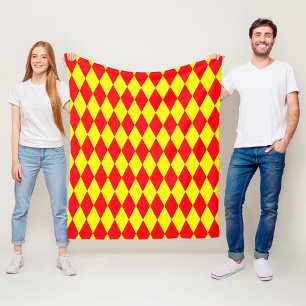 Rood Geel Harlekijn Geruit Ontwerp Fleece Deken