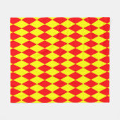 Rood Geel Harlekijn Geruit Ontwerp Fleece Deken (Voorkant (Horizontaal))