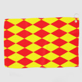 Rood Geel Harlekijn Geruit Ontwerp  Golfhanddoek (Horizontaal)
